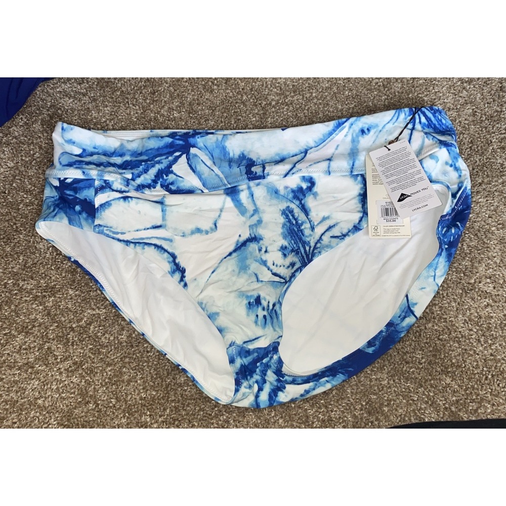 Calia By‎ Carrie Underwood Swim Bikini Bottom Floral Blue Boy Short XL